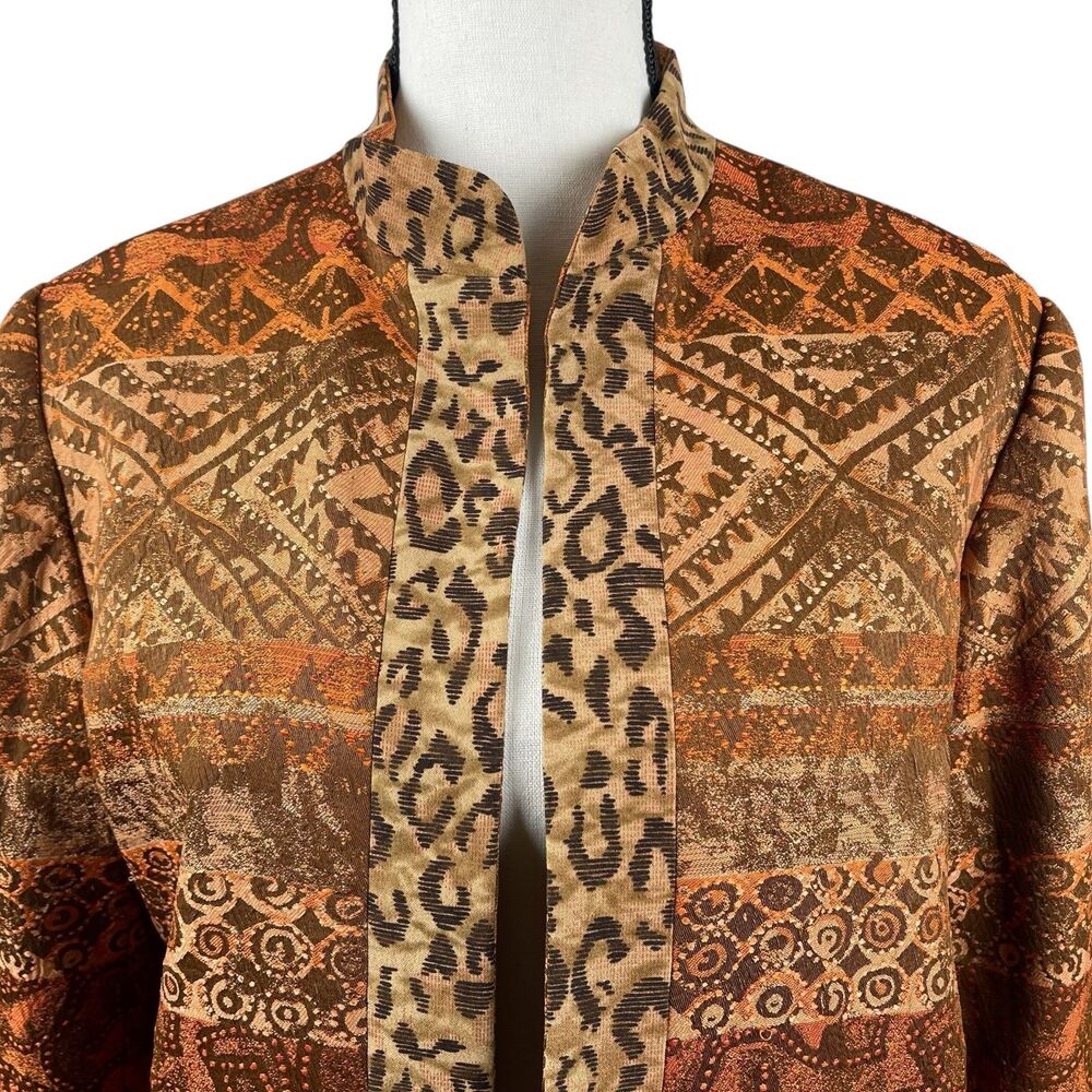 Coldwater Creek Reversible Open Front Jacket PM Medium Petite Animal Print - Picture 7 of 14